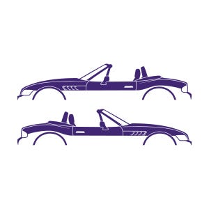 Set Of 2 Car Silhouette Decal Stickers For BMW Z3 Roadster Purple
