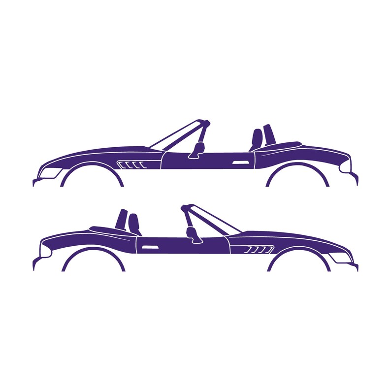 Set Of 2 Car Silhouette Decal Stickers For BMW Z3 Roadster Purple