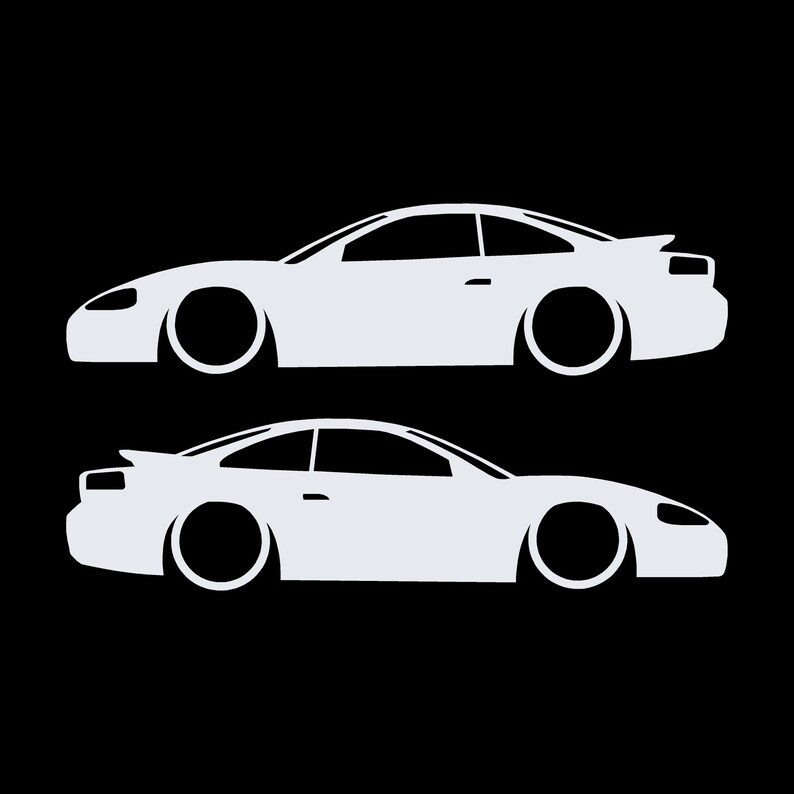 Set Of 2 Car Silhouette Decal Stickers For Dodge Stealth RT Turbo White