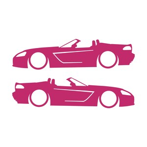Set Of 2 Lowered Car Silhouette Decal Stickers For Dodge Viper 3rd Gen Roadster Pink