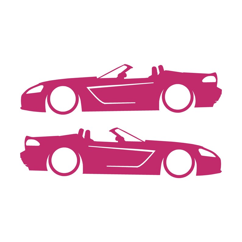 Set Of 2 Lowered Car Silhouette Decal Stickers For Dodge Viper 3rd Gen Roadster Pink