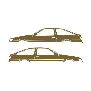 Set Of 2 Car Silhouette Decal Stickers For Toyota AE86 Corolla Levin Hatchback Gold