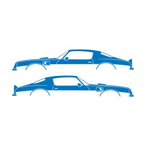 Set Of 2 Car Silhouette Decal Stickers For Pontiac Firebird Trans Am 1974 2nd Gen Sky Blue