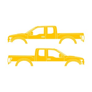 Set Of 2 Car Silhouette Decal Stickers For Ford Raptor F150 2nd Gen 2017 Yellow