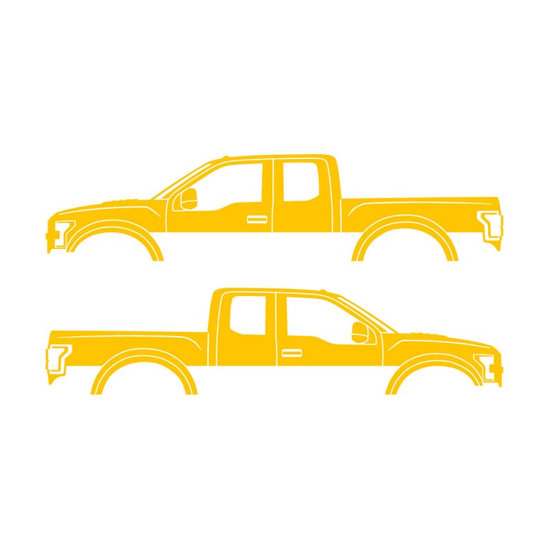 Set Of 2 Car Silhouette Decal Stickers For Ford Raptor F150 2nd Gen 2017 Yellow