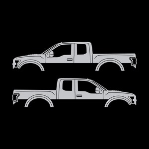 Set Of 2 Car Silhouette Decal Stickers For Ford Raptor F150 2nd Gen 2017 Silver