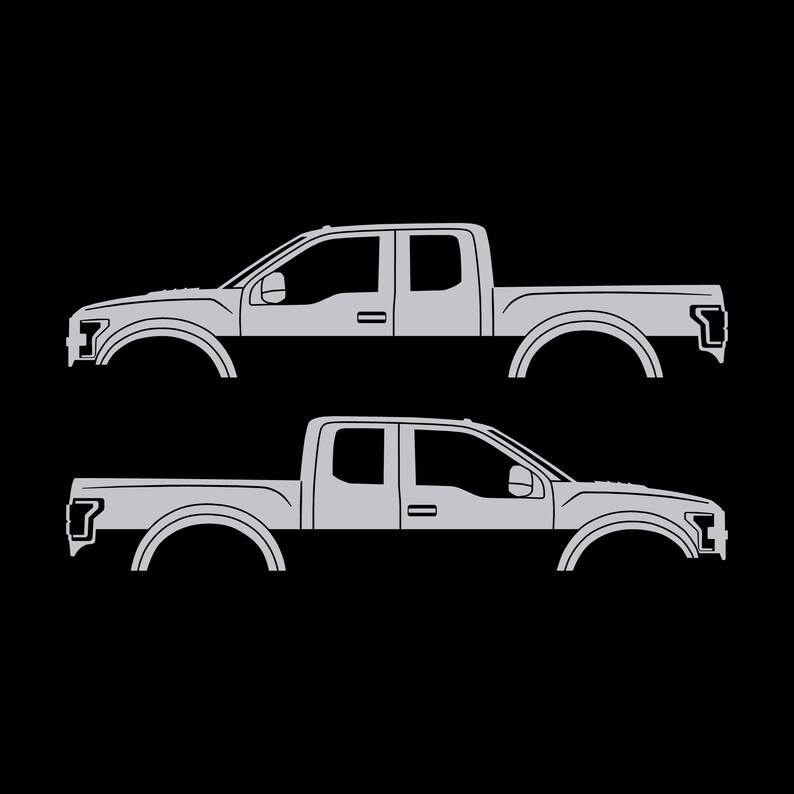 Set Of 2 Car Silhouette Decal Stickers For Ford Raptor F150 2nd Gen 2017 Silver