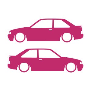 Set Of 2 Car Silhouette Decal Stickers For Ford Escort Mk4 RS Turbo XR3i Pink