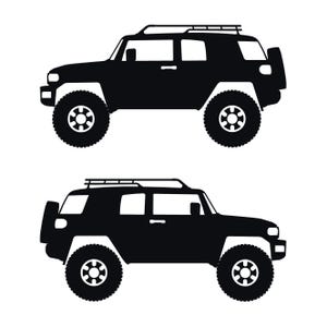 Set Of 2 Lifted Car Silhouette Decal Stickers For Toyota FJ Cruiser Black