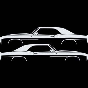 Set Of 2 Car Silhouette Decal Stickers For Chevrolet Camaro 1st Gen White