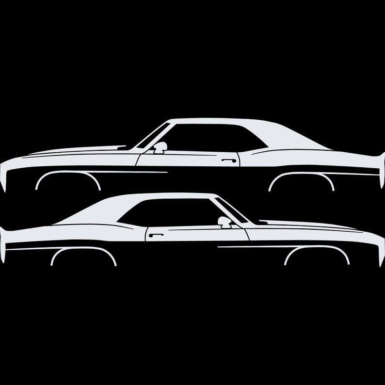 Set Of 2 Car Silhouette Decal Stickers For Chevrolet Camaro 1st Gen White