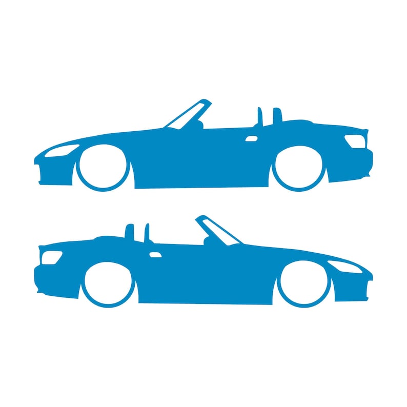 Set Of 2 Lowered Car Silhouette Decal Stickers For Honda S2000 Light Blue