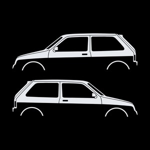 Set Of 2 Car Silhouette Decal Stickers For MG Metro White