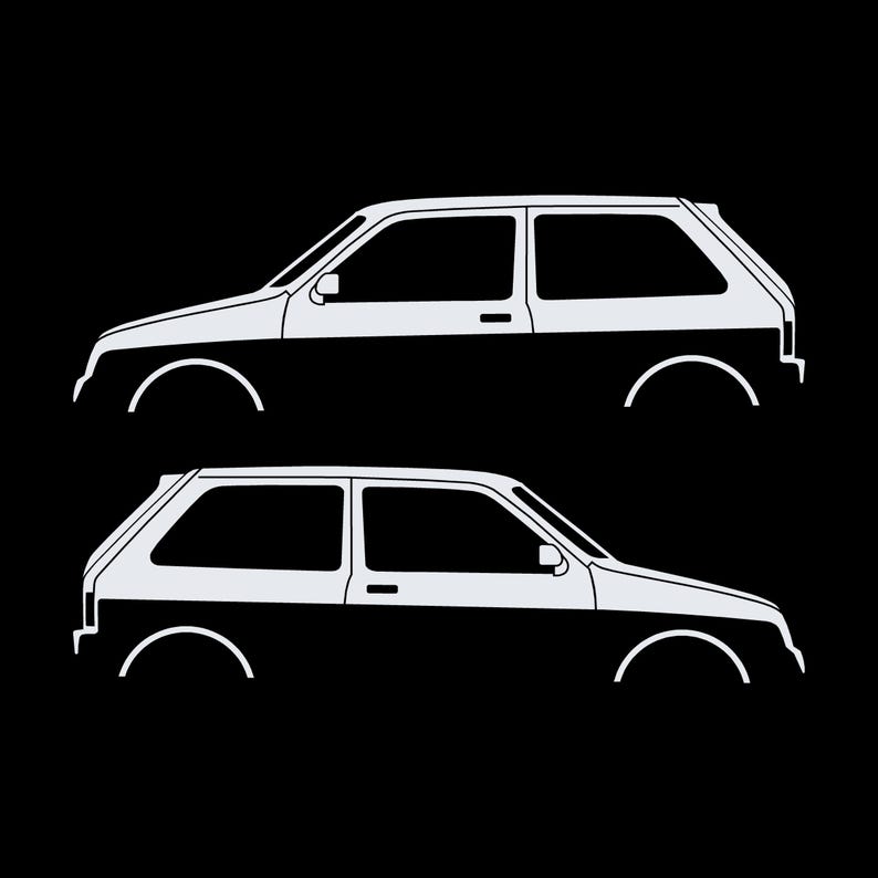 Set Of 2 Car Silhouette Decal Stickers For MG Metro White