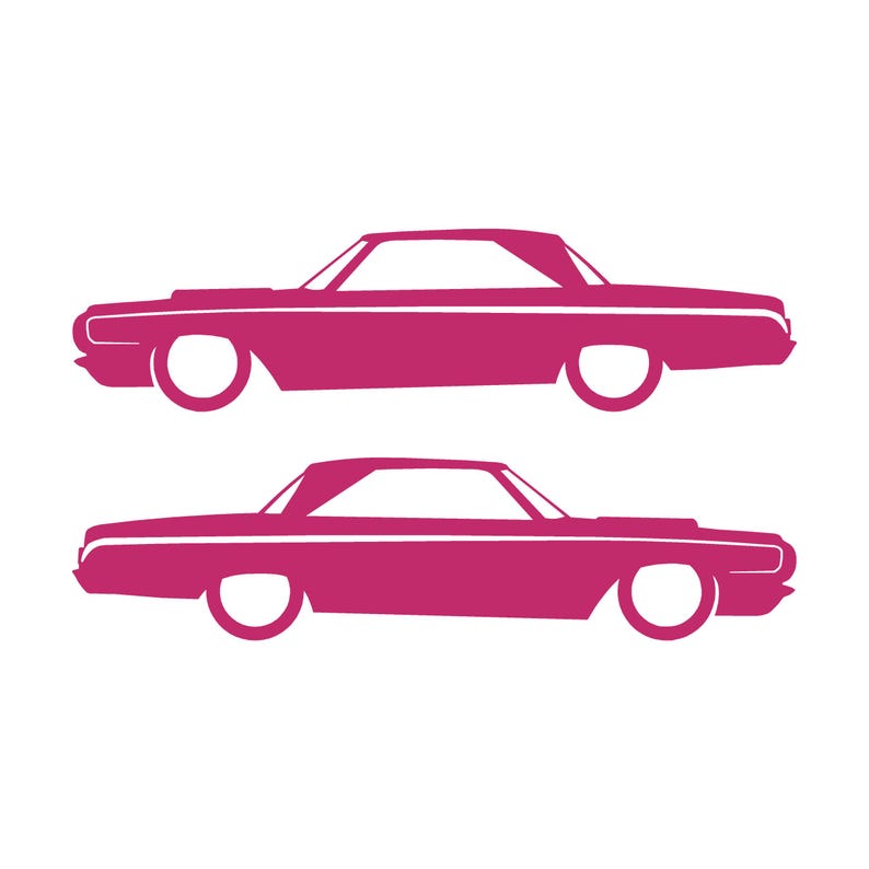 Set Of 2 Car Silhouette Decal Stickers For 1964 Dodge Polara Max Wedge 2-door Hardtop Coupe Pink