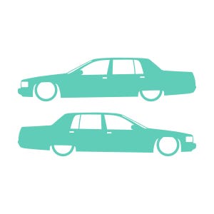 Set Of 2 Lowered Car Silhouette Decal Stickers For Cadillac Fleetwood 2nd Gen 1993-96 Mint
