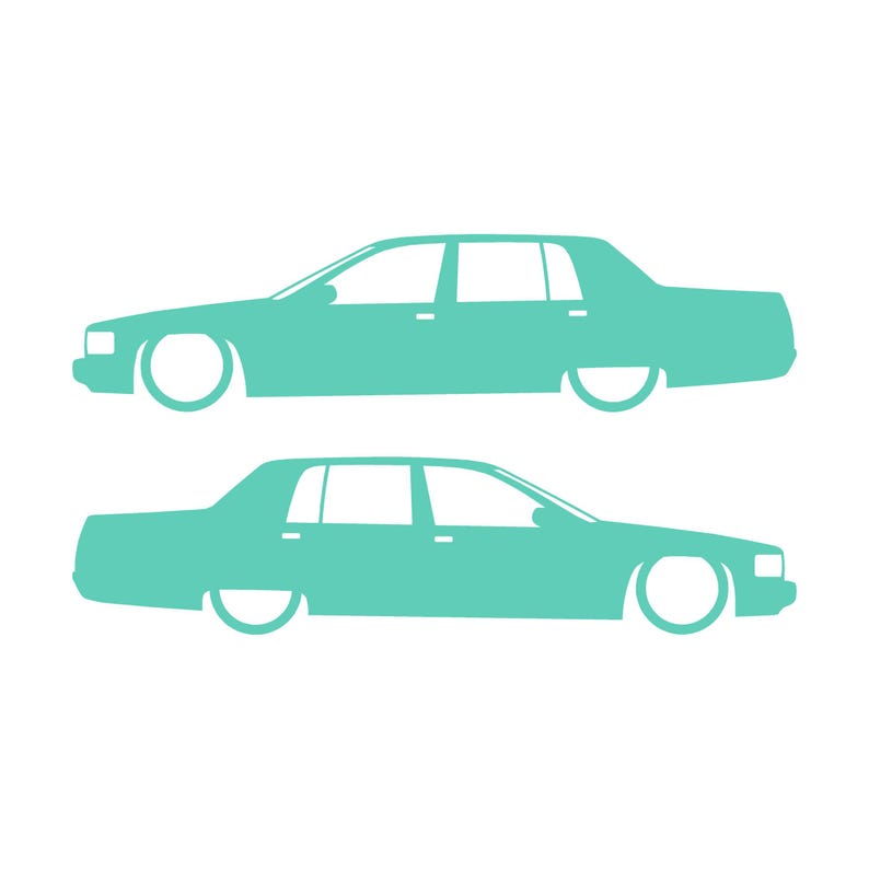 Set Of 2 Lowered Car Silhouette Decal Stickers For Cadillac Fleetwood 2nd Gen 1993-96 Mint