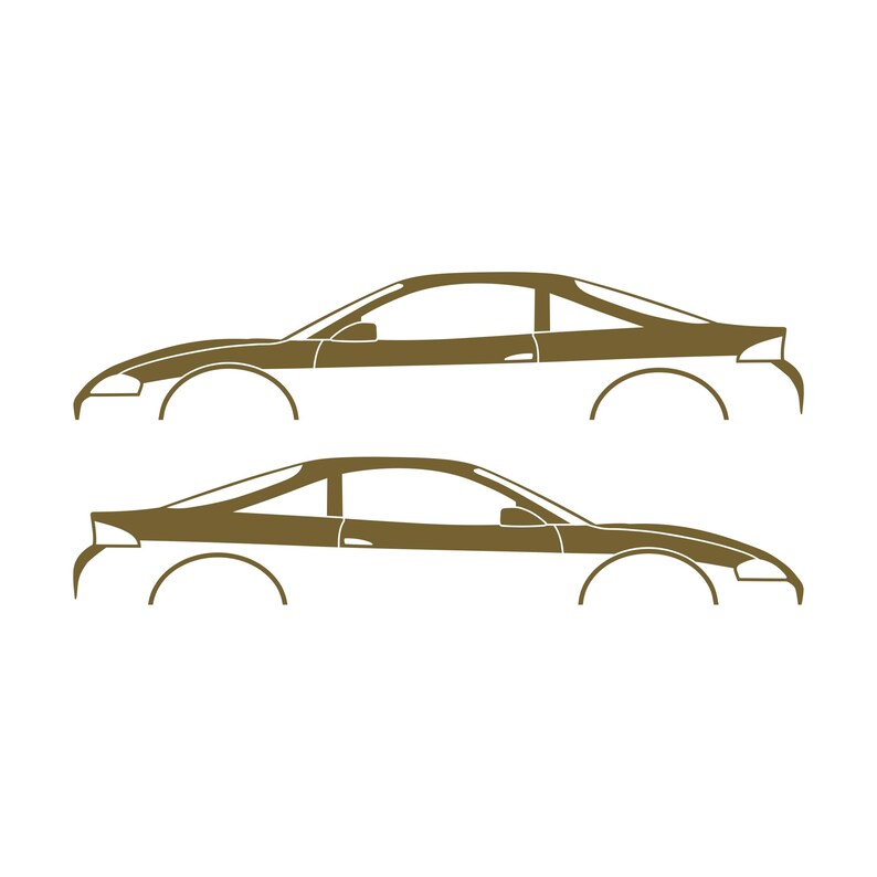 Set Of 2 Car Silhouette Decal Stickers For Mitsubishi Eclipse 2nd Gen 2Gb 1997-99 GS-T GSX Gold