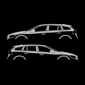 Set Of 2 Car Silhouette Decal Stickers For Volvo V60 2011-18 1st Gen Silver