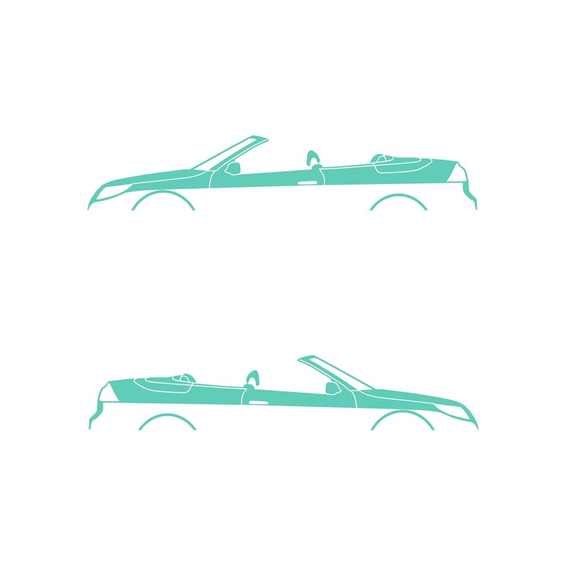 Set Of 2 Car Silhouette Decal Stickers For Saab 9-3 Facelift 2nd Gen Convertible Mint