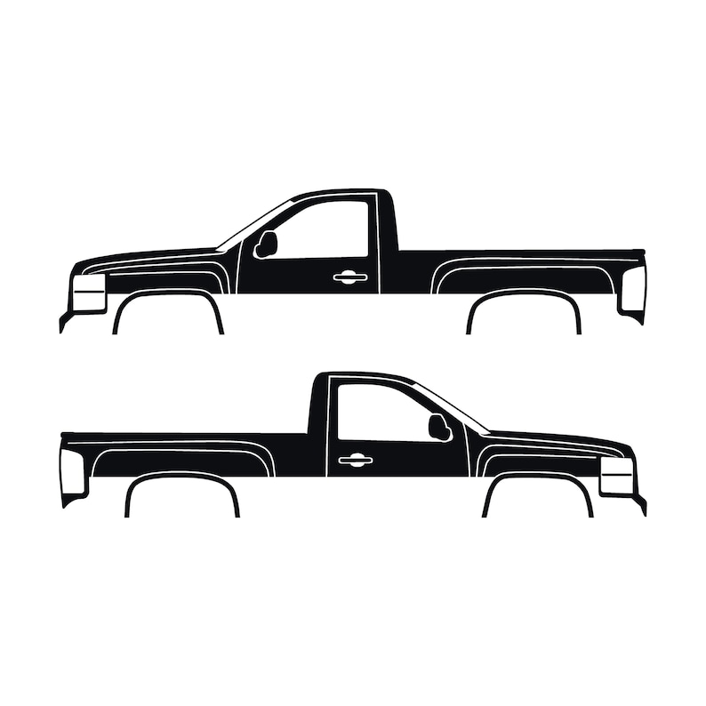 Set mit 2 Auto-Silhouette-Aufklebern für Chevrolet Silverado 2007-13 Einzelkabine Schwarz