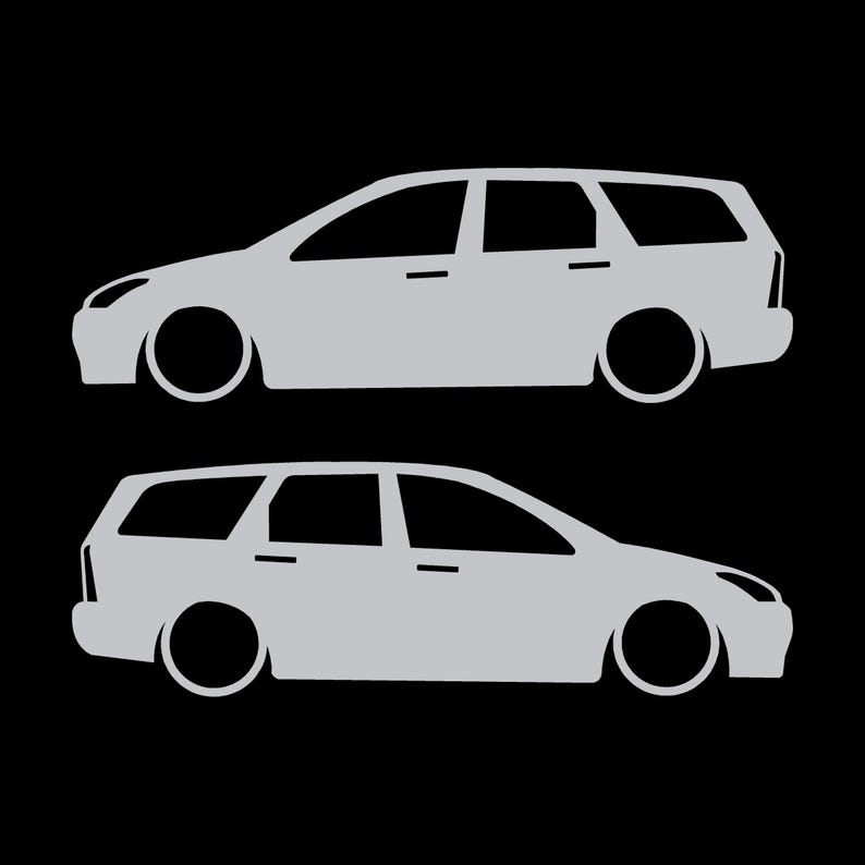 Set Of 2 Car Silhouette Decal Stickers For Ford Cortina Mk1 Estate Wagon Silver