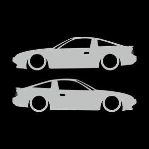 Set Of 2 Lowered Car Silhouette Decal Stickers For Nissan 180SX - 240SX S13 Light Grey
