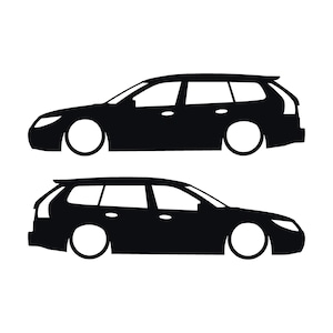 Set van 2 verlaagde autosilhouet-stickers voor Saab 9-3 Facelift 2e generatie SportCombi Zwart