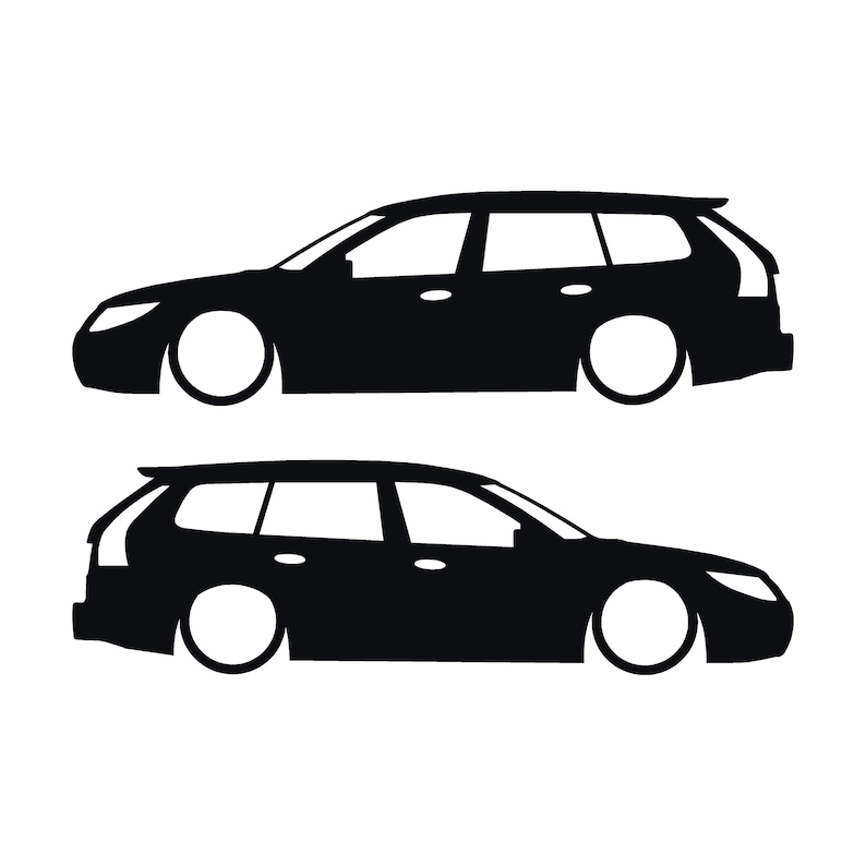 Set van 2 verlaagde autosilhouet-stickers voor Saab 9-3 Facelift 2e generatie SportCombi Zwart