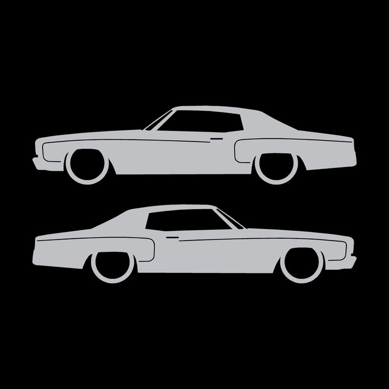Set Of 2 Car Silhouette Decal Stickers For Chevrolet Monte Carlo 3rd Gen Silver