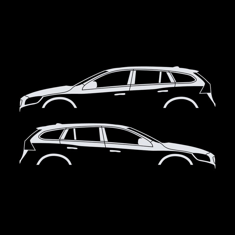 Set Of 2 Car Silhouette Decal Stickers For Volvo V60 2011-18 1st Gen image 3