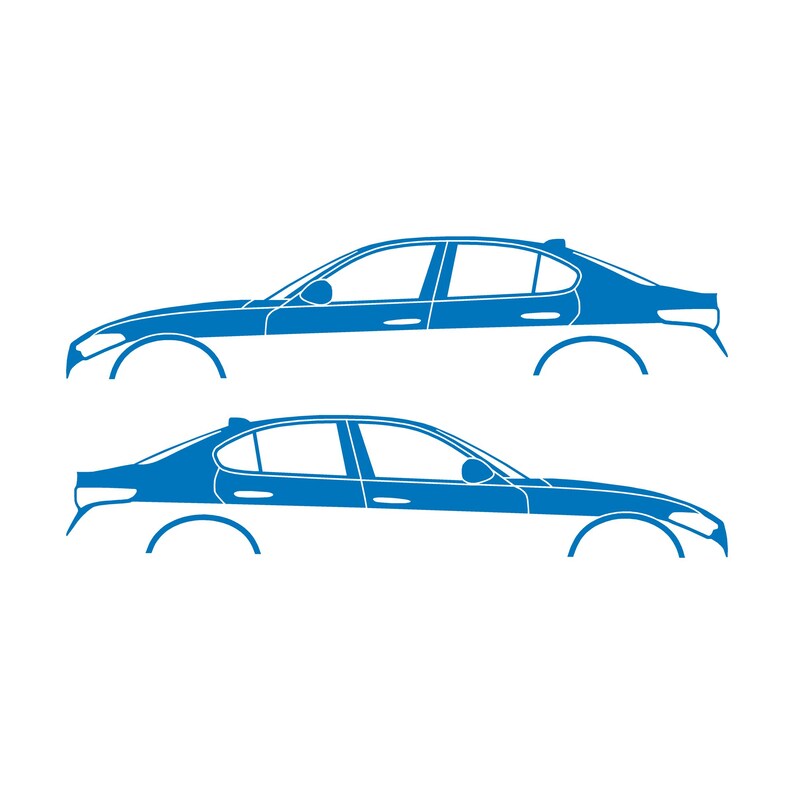 Set Of 2 Lowered Car Silhouette Decal Stickers For Alfa Romeo Giulia 952 2016 Sky Blue