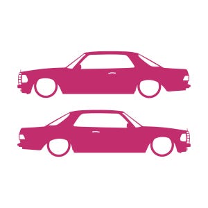 Set van 2 verlaagde auto silhouet stickers voor Mercedes C123 Coupé Roze