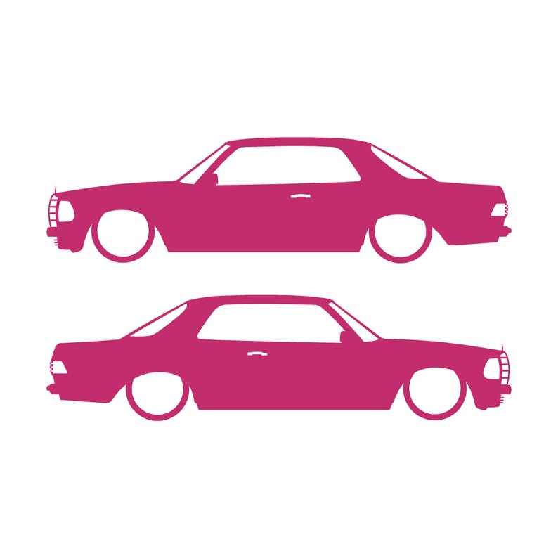 Set van 2 verlaagde auto silhouet stickers voor Mercedes C123 Coupé Roze