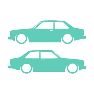 Lot de 2 autocollants silhouette de voiture abaissée pour Datsun B210 berline coupé 2 portes Mint