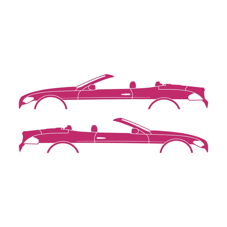 Set Of 2 Car Silhouette Decal Stickers For BMW E64 6-series Convertible Pink
