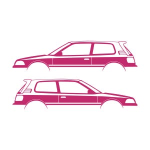 Set Of 2 Car Silhouette Decal Stickers For Toyota Corolla AE92 Hatch GTI FX16 Hatchback Pink
