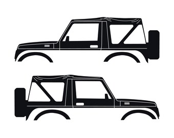 Set Of 2 Car Silhouette Decal Stickers For Suzuki Samurai SJ410 Soft Top
