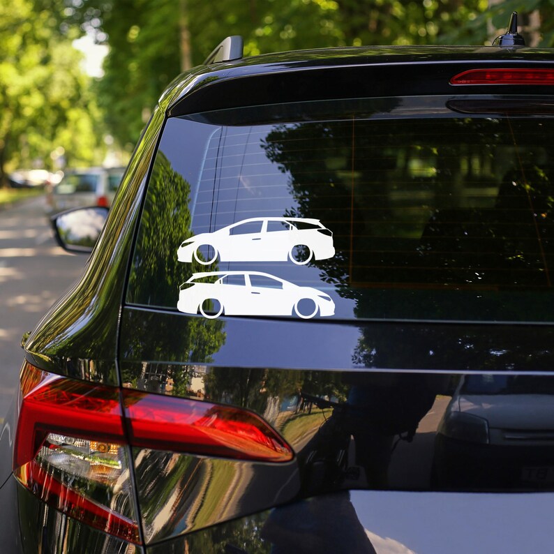 Set Of 2 Lowered Car Silhouette Decal Stickers For Honda Civic 9th Gen Tourer image 2