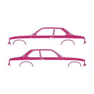 Juego de 2 pegatinas con silueta de coche para Opel Ascona C Coupé sedán de 2 puertas Rosa