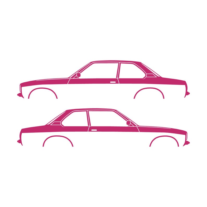 Juego de 2 pegatinas con silueta de coche para Opel Ascona C Coupé sedán de 2 puertas Rosa