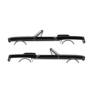 Set Of 2 Car Silhouette Decal Stickers For 1964-66 Ford Mustang Convertible Black