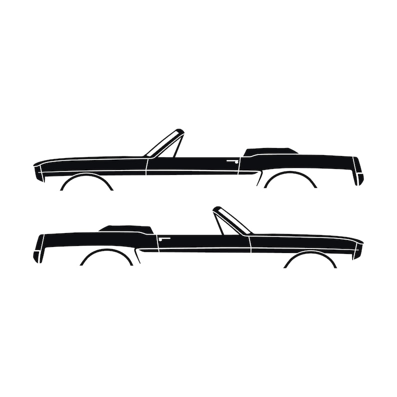 Set Of 2 Car Silhouette Decal Stickers For 1964-66 Ford Mustang Convertible Black