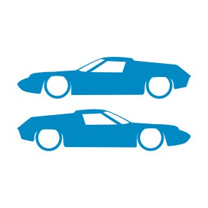 Set Of 2 Lowered Car Silhouette Decal Stickers For Lotus Europa Light Blue