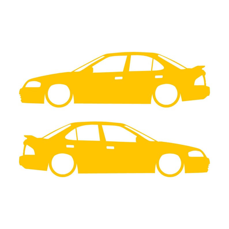Juego de 2 pegatinas con silueta de coche para Nissan Sentra SE-R B15 Amarillo
