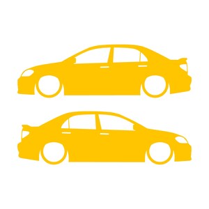 Set Of 2 Lowered Car Silhouette Decal Stickers For Toyota Corolla S XRS 9th Gen Sedan Yellow