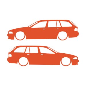 BMW E39 5シリーズ ツーリング用 車のシルエットデカールステッカー 2枚セット オレンジ