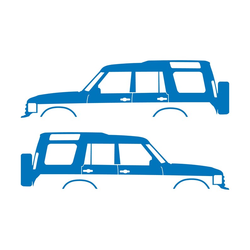 Set mit 2 Auto-Silhouette-Aufklebern für Land Rover Discovery Classic S2 Sky Blue
