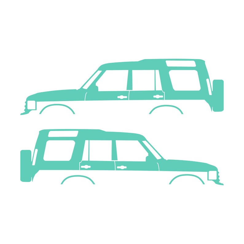 Set Of 2 Lifted Car Silhouette Decal Stickers For Land Rover Discovery 1 2 Classic Mint