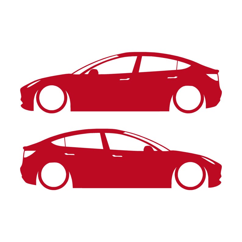 Set Of 2 Lowered Car Silhouette Decal Stickers For Tesla Model Y Red